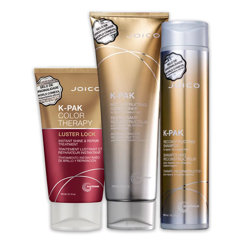 Kit Joico K-PAK To Repair Damage Hair Smart Release Trio (Shampoo 300 + Condicionador 250mL +  Mscara Luster Lock Smart Release 150ml)