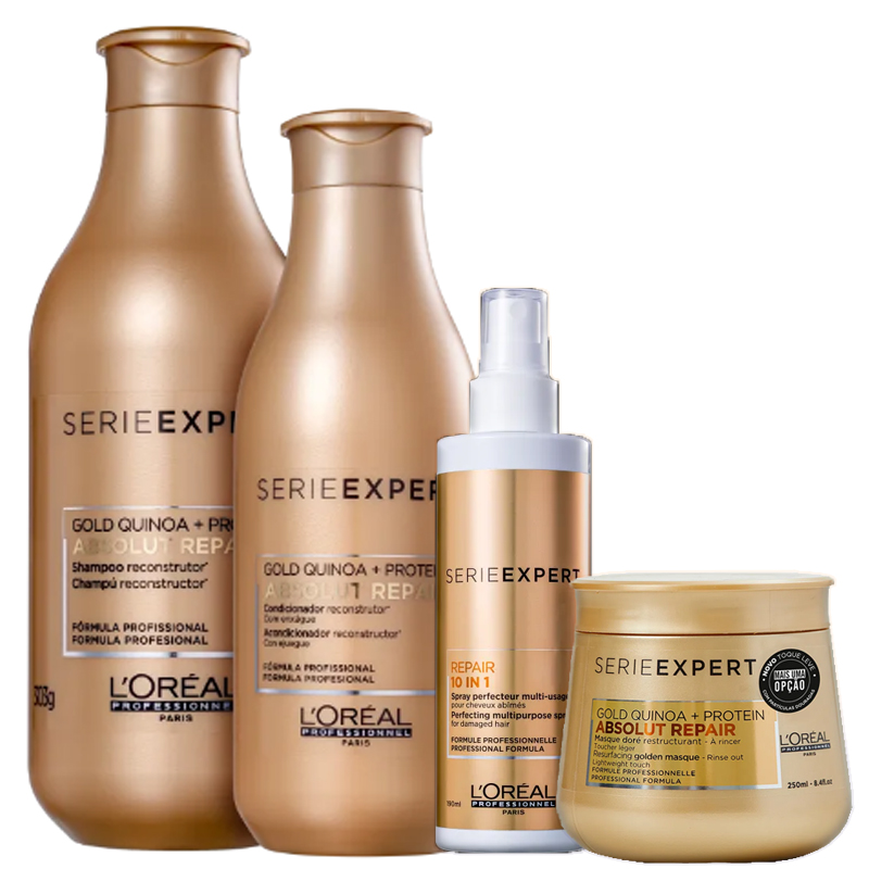 Kit Loreal Professionnel Serie Expert Absolut Repair Gold Quinoa + Protein Golden Light (4 Produtos)