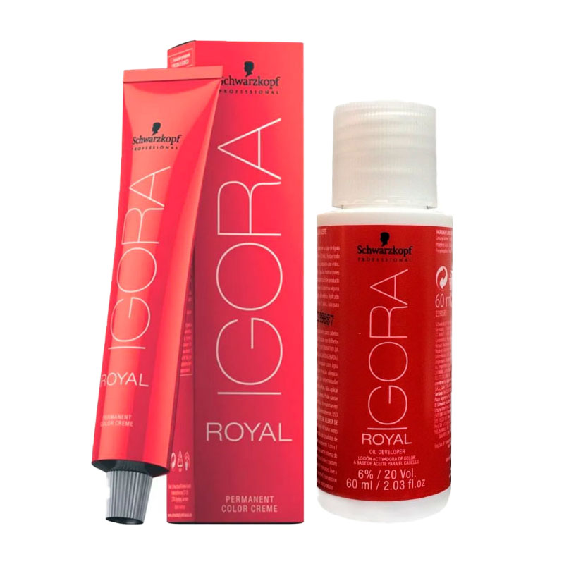 Kit Schwarzkopf 7-00 Louro mdio natural extra 60ml  +  gua Oxigenada Igora Royal 20 Vol. 60ml  (2 itens)