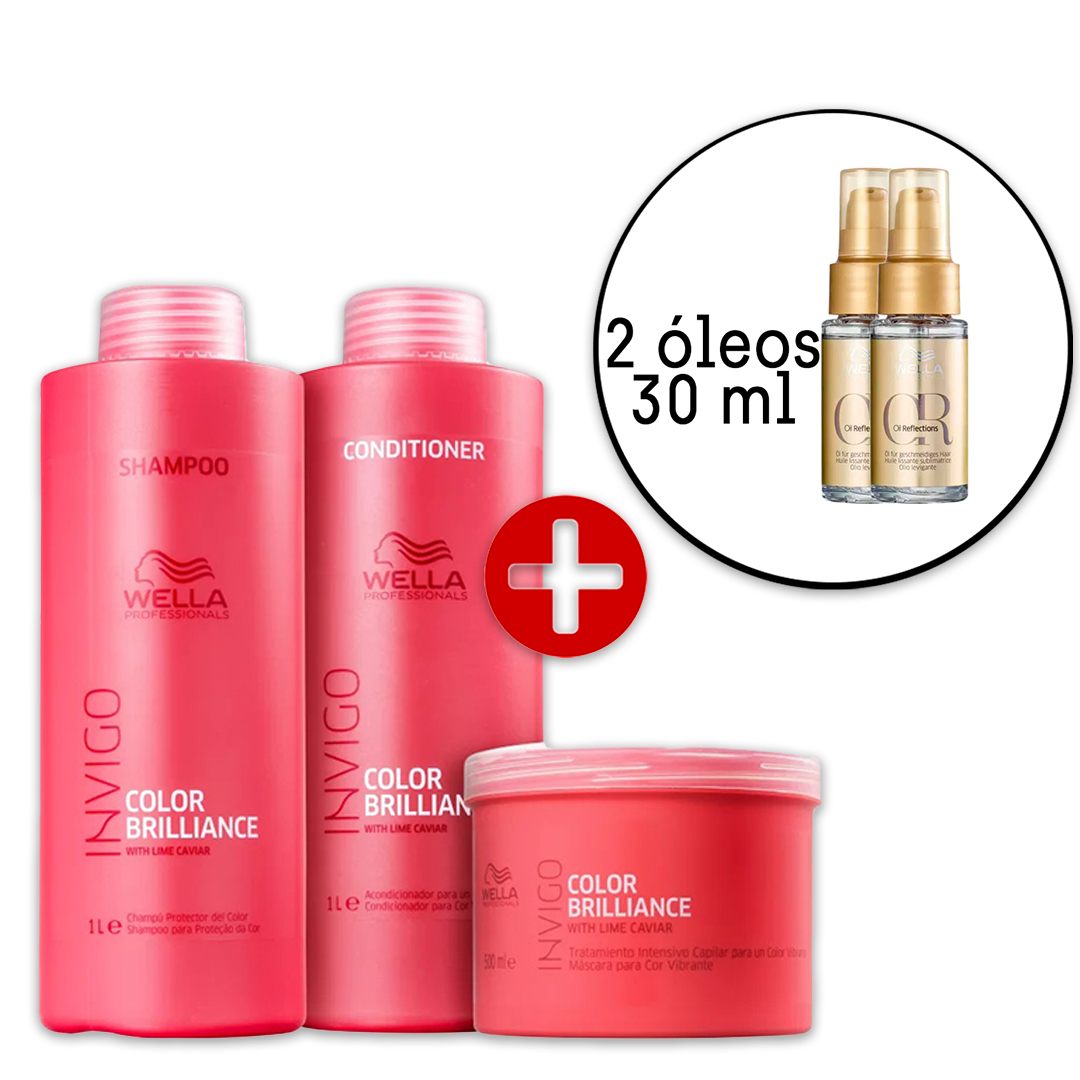 Kit Wella Invigo Color Brilliance Salon  - 2 Oil Reflections 30ml (5 Produtos)