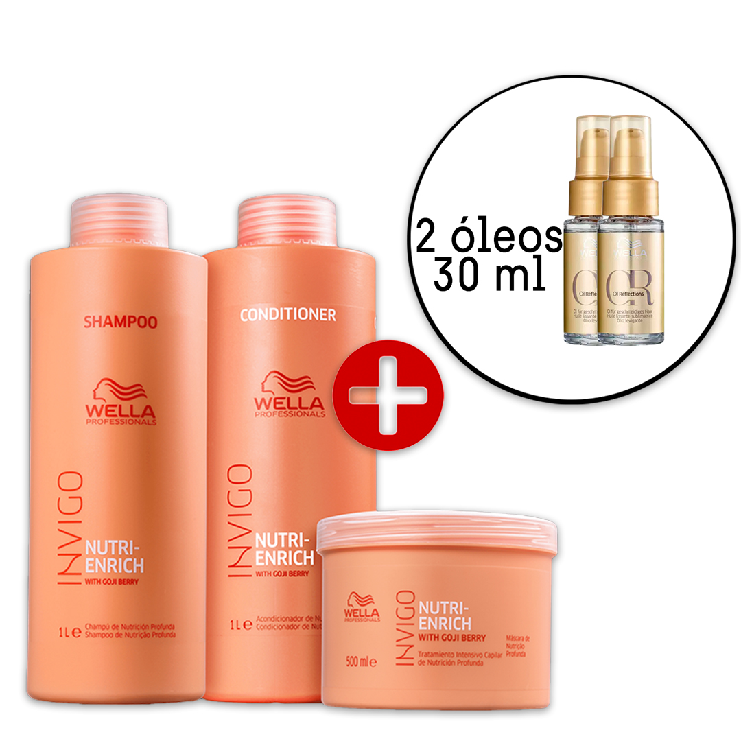 Kit Wella Professionals Invigo Nutri-Enrich Salon - 2 Oil Reflections 30ml (5 Produtos)