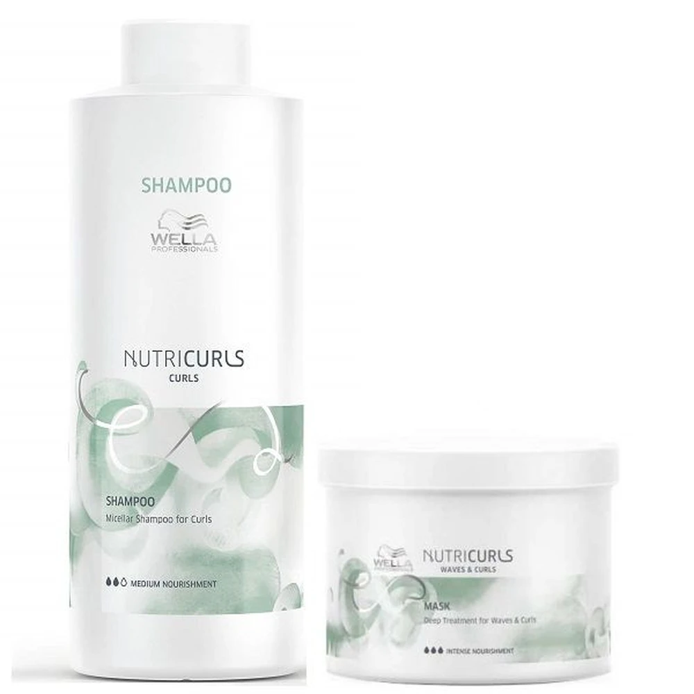 Kit Wella Nutricurls Shampoo 1 Litro e Mscara 500 ml 