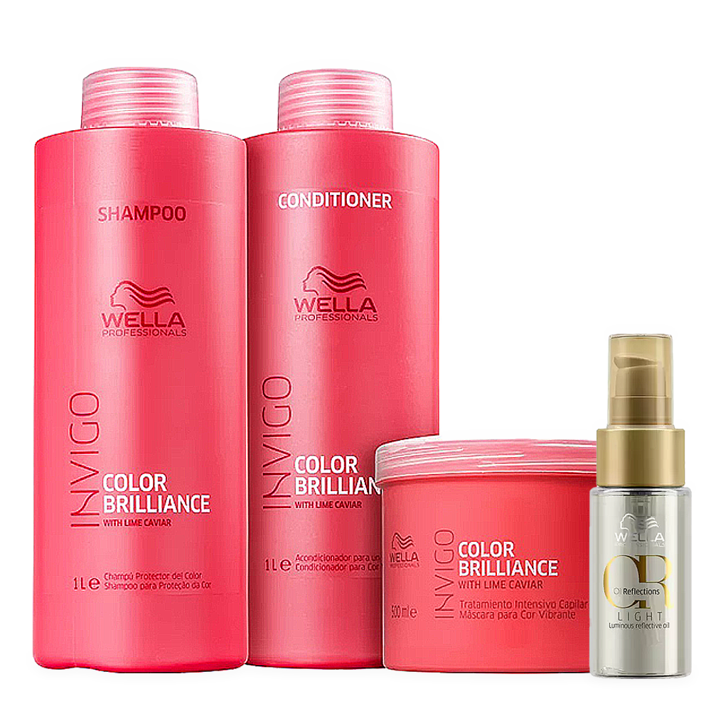 Kit Wella Invigo Color Brilliance Salon - Oil Reflections Light 30ml (4 Produtos)