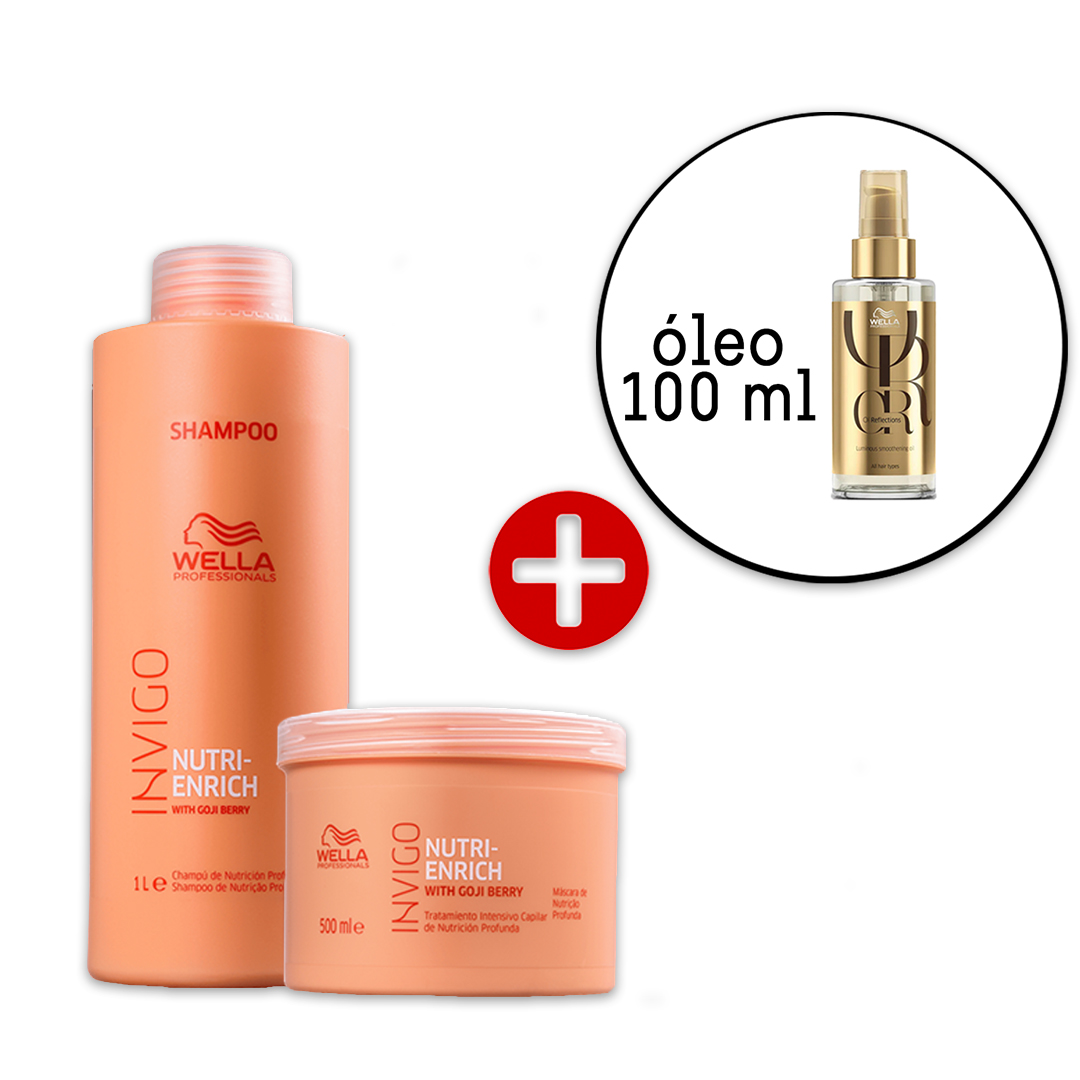 Kit Wella Professionals Invigo Nutri-Enrich Shampoo e Mscara + Oil Reflections 