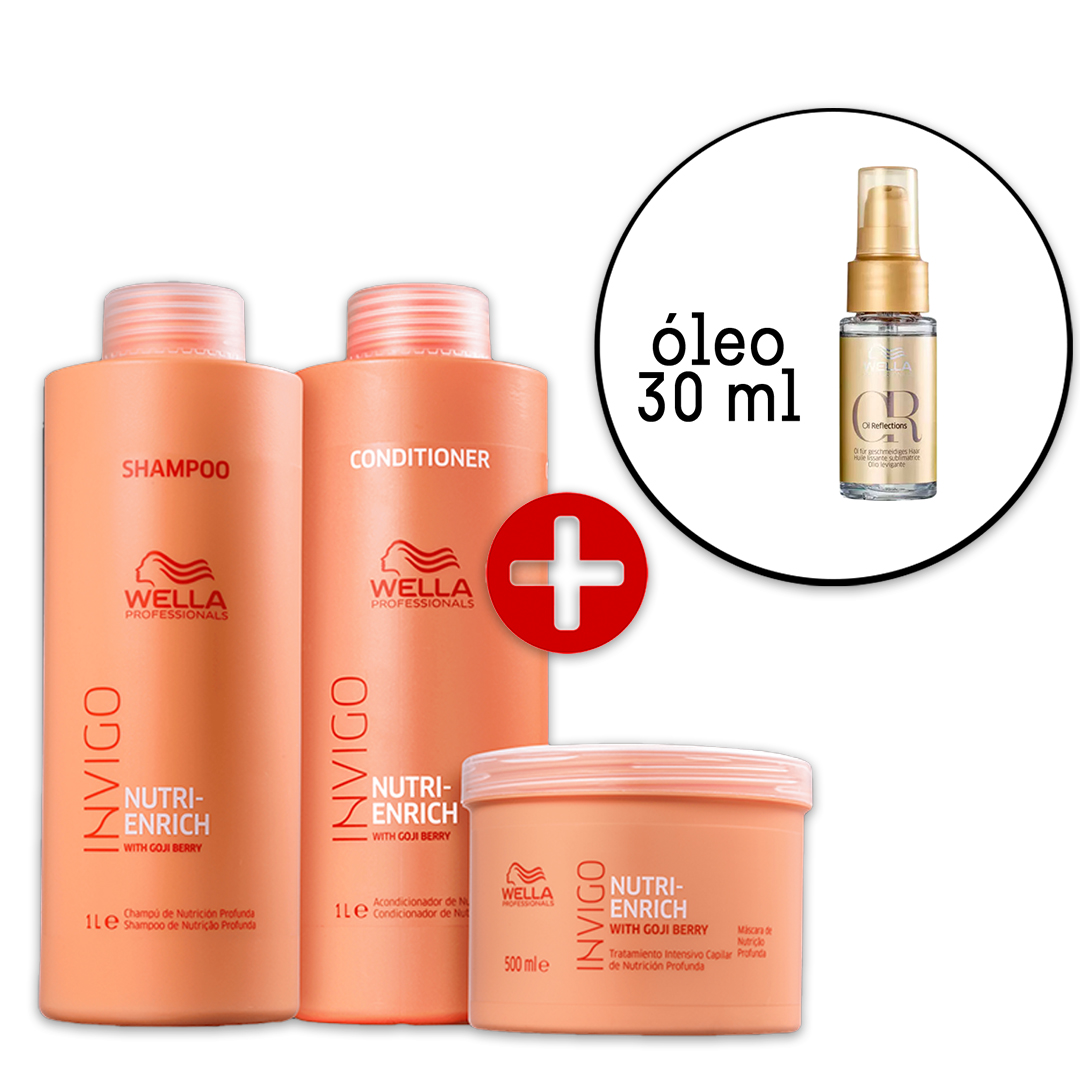 Kit Wella Professionals Invigo Nutri-Enrich Salon -  Oil Reflections 30ml - 4 Produtos