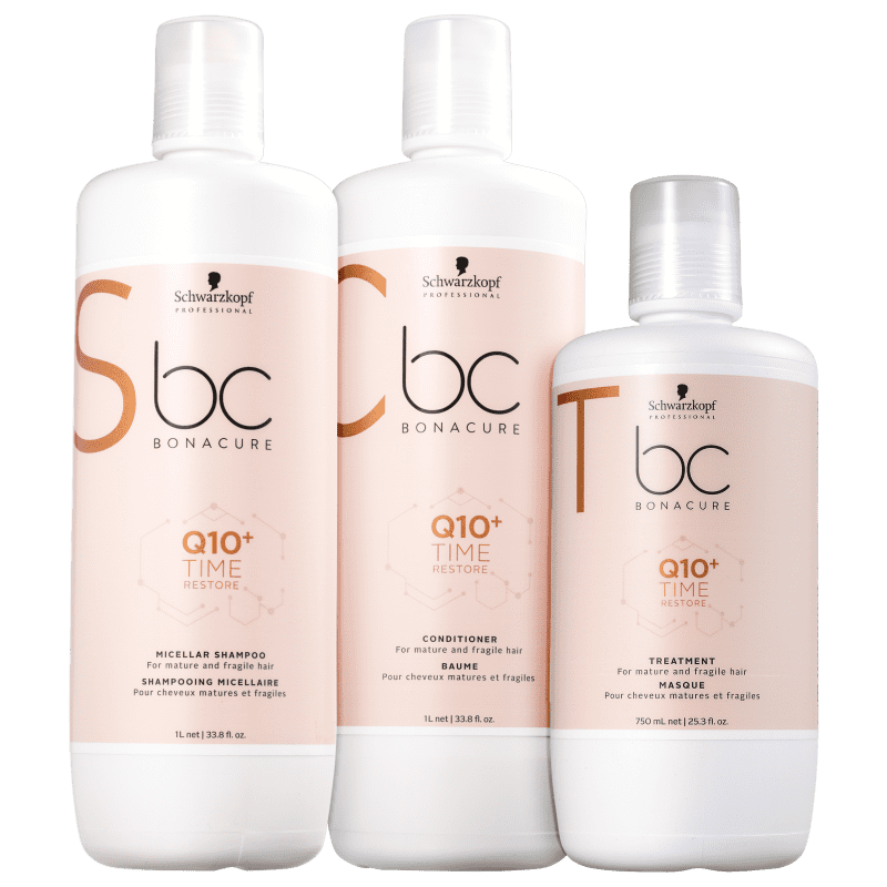 Kit Schwarzkopf Professional BC Bonacure Q10+ Time Restore Salon Trio (3 produtos) 