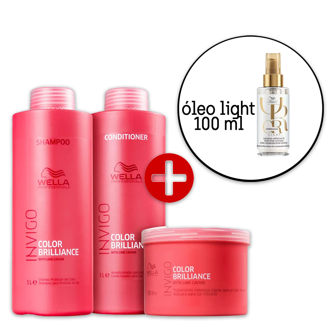 Kit Wella Invigo Color Brilliance Salon  - Oil Reflections Light 100ml (4 Produtos)