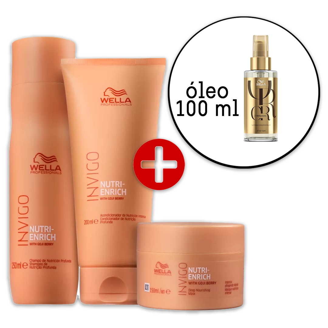 Kit Pequeno Wella Professionals Invigo Nutri-Enrich Trio e Oil Reflections (4 Produtos)