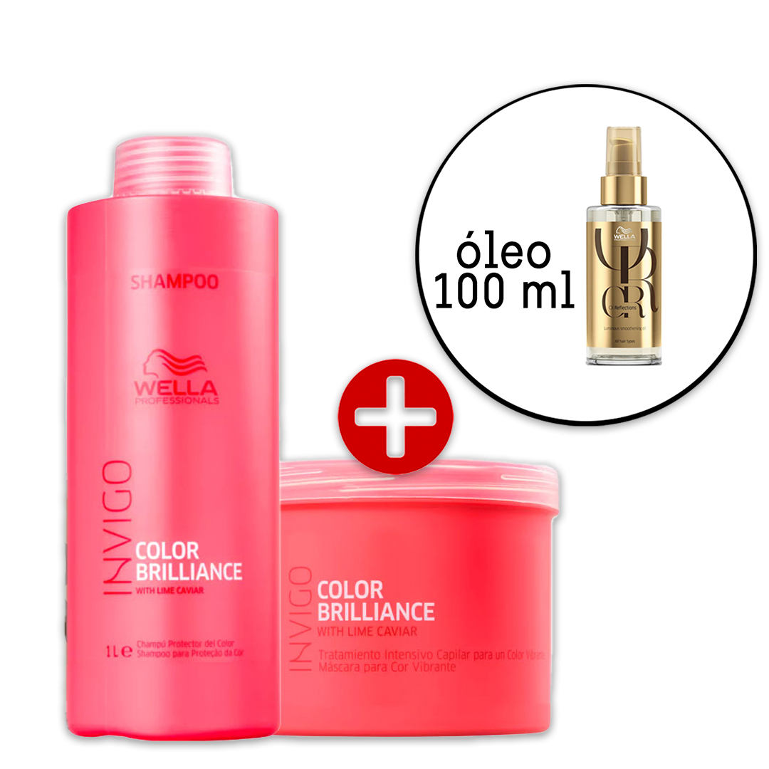 Kit Wella Professionals Invigo Color Brilliance Shampoo e Mscara + Oil Reflections 