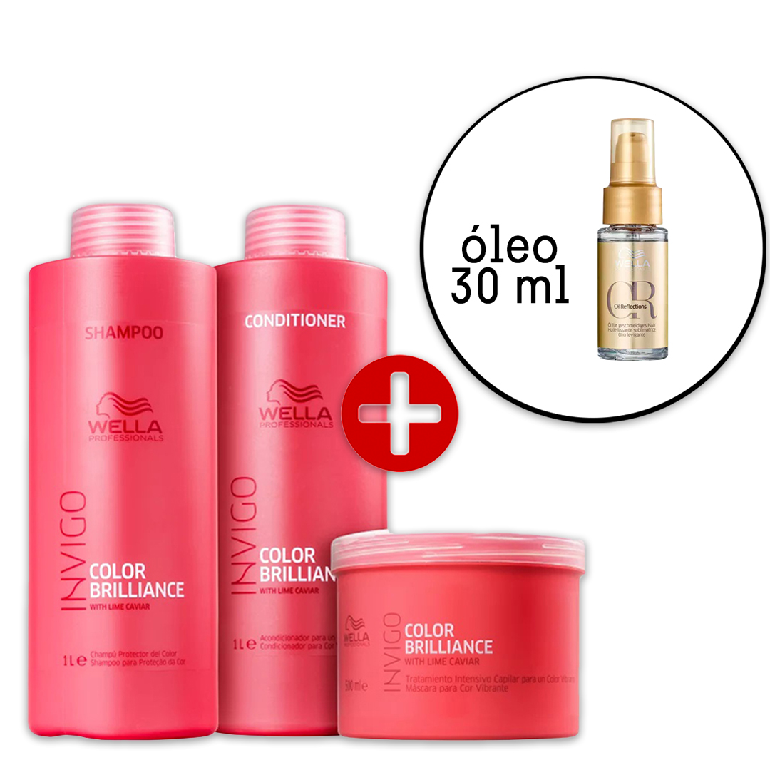 Kit Wella Invigo Color Brilliance Salon  -  Oil Reflections 30ml (4 Produtos)