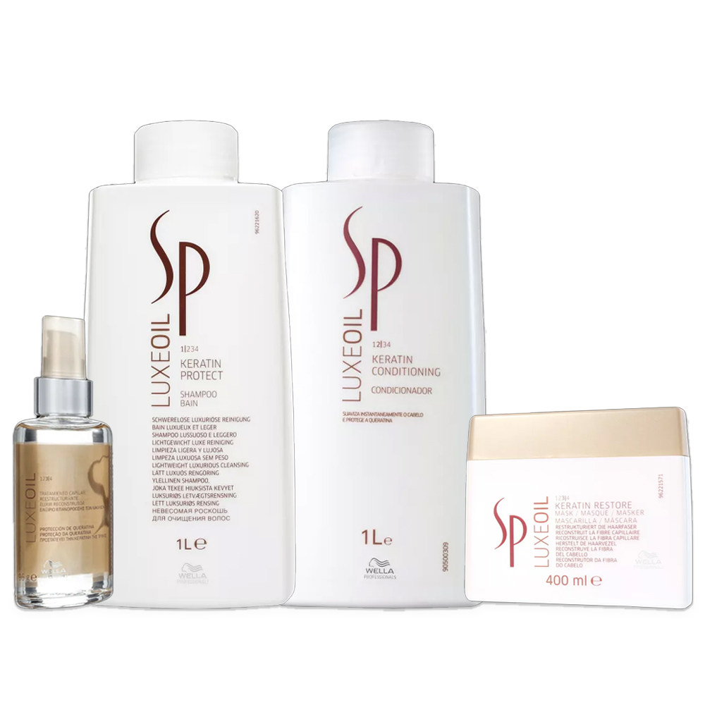 Kit SP Luxe Oil Keratin Restore 3 Produtos + leo 100ml 