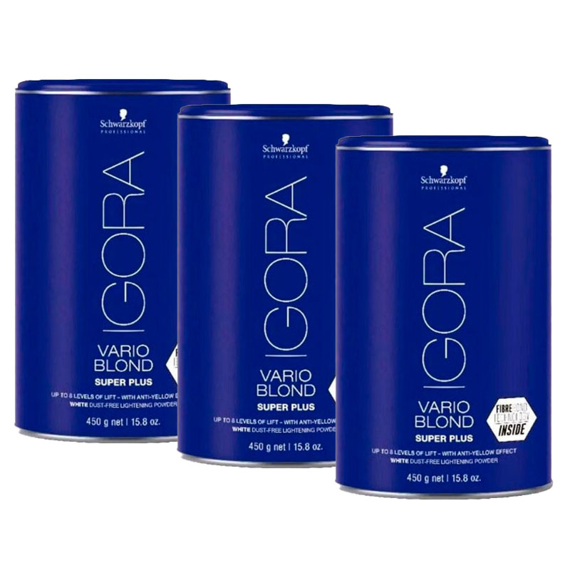 Kit P Descolorante Igora Vario Blond Super Plus 3 latas de 450 G Schwarzkopf 