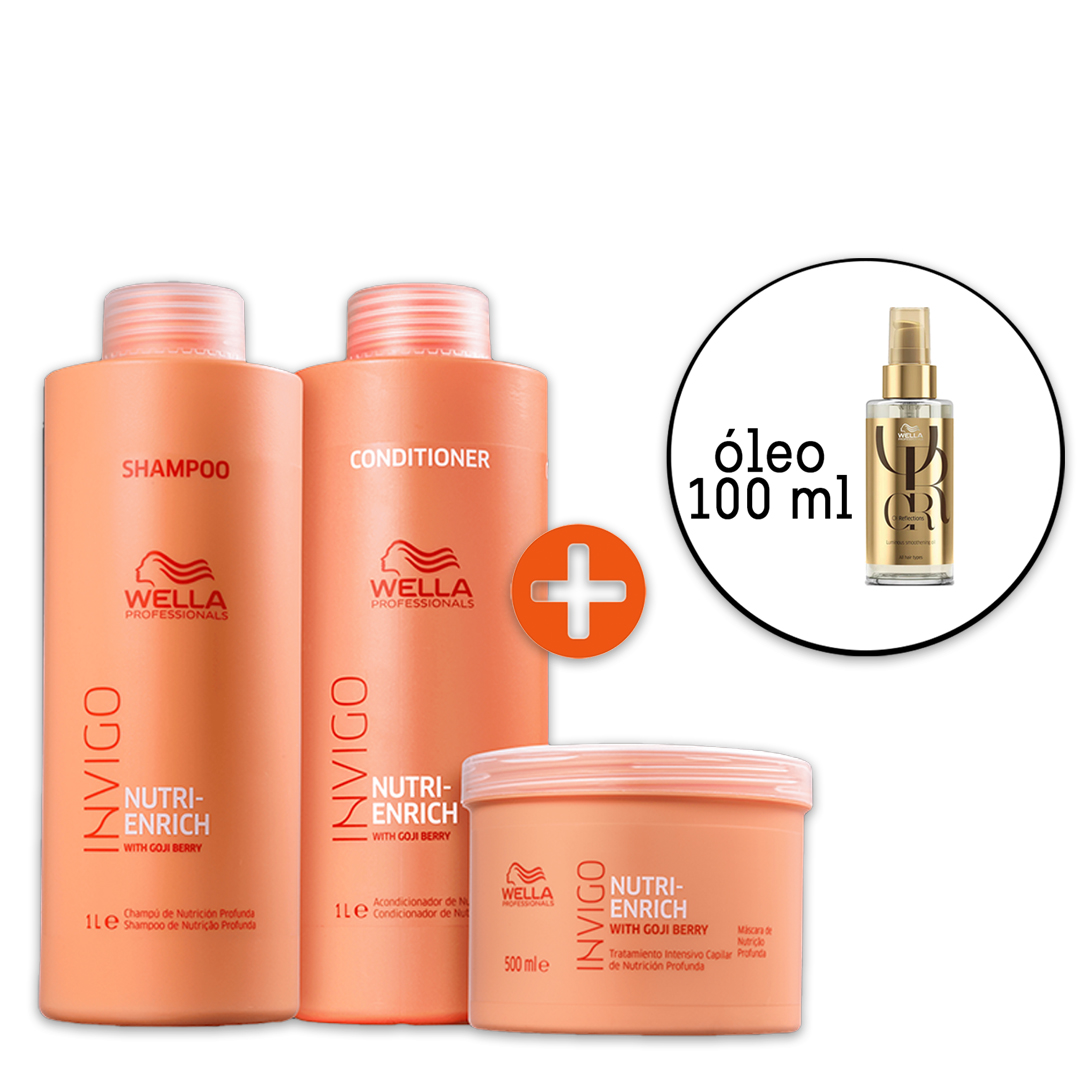 Kit Wella Professionals Invigo Nutri-Enrich Salon - Oil Reflections 100ml (4 Produtos) 