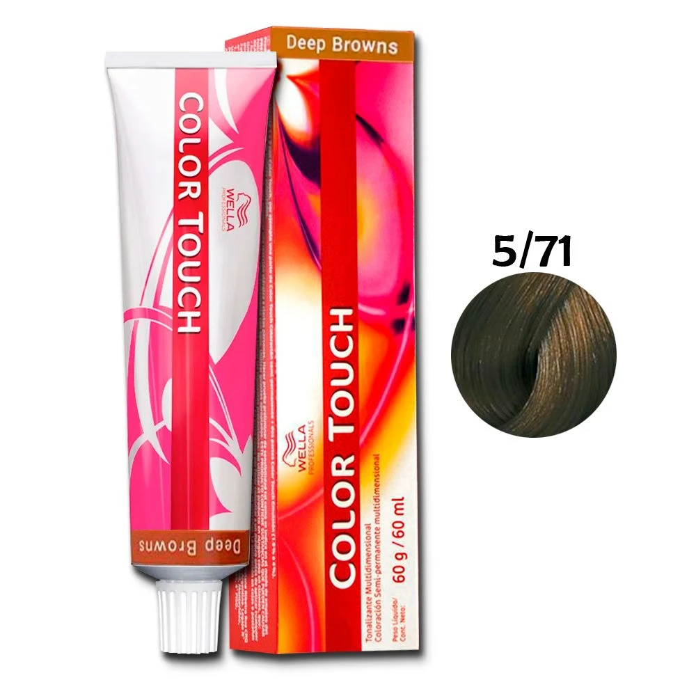 Tonalizante Wella Color Touch Castanho Claro Marrom Cinza 5/71 - 60 G